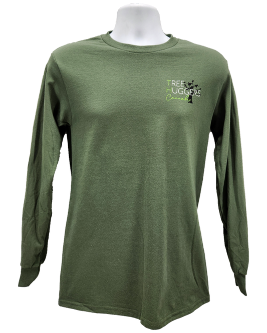 Tree Huggers Cannabis Long-Sleeve T-Shirts - Olive Green