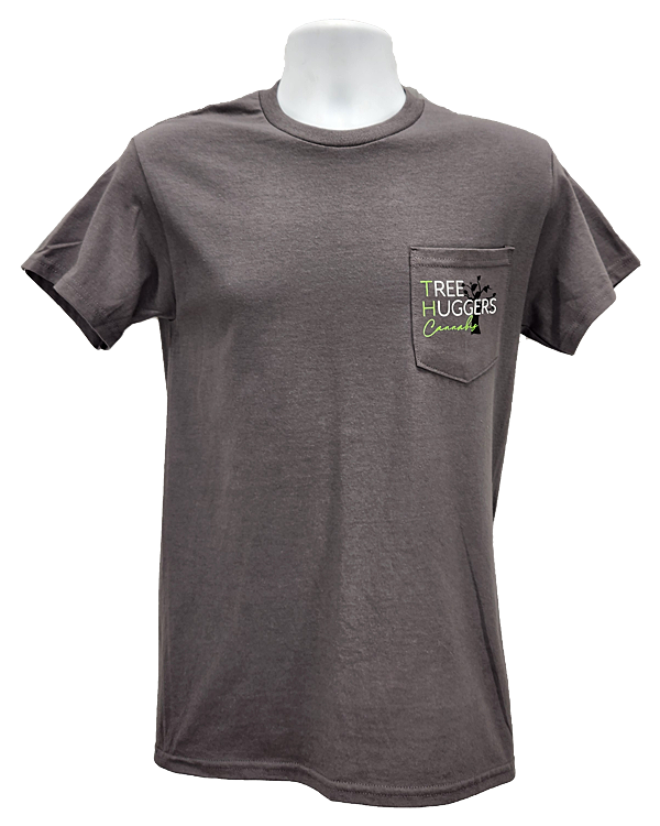 Tree Huggers Cannabis T-Shirt w/ Pocket - Gray