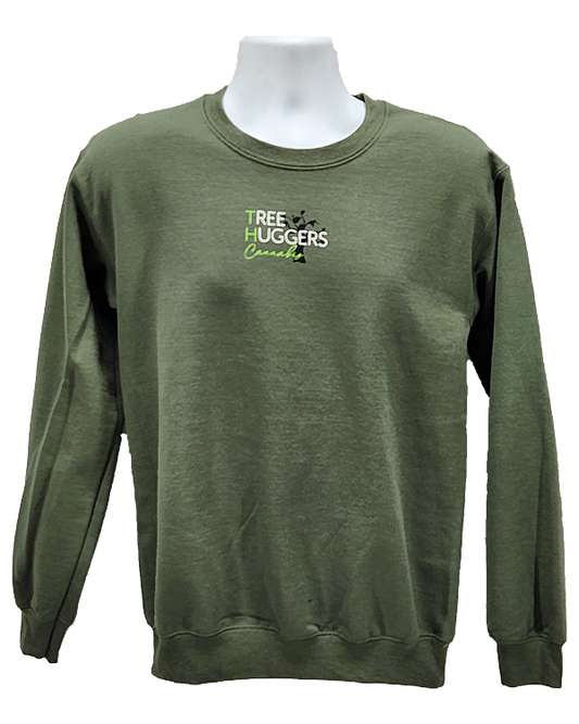 Tree Huggers Cannabis Crewneck - Olive Green